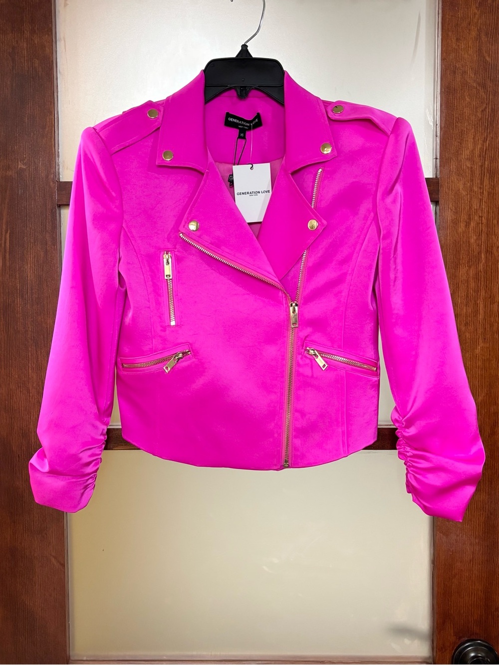 Generation Love Hot Pink Moto Jacket with Gold Hardware